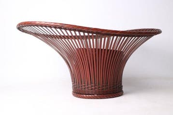 Mand - Bamboe - Red Lacquer Hanakago