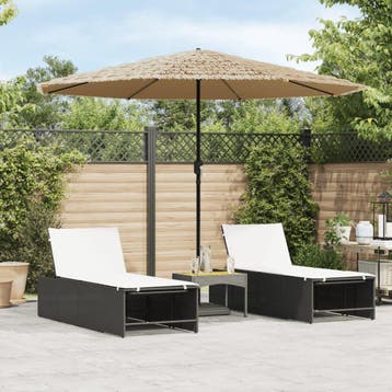 vidaXL Parasol met LEDs en stalen paal 324x324x247 cm bruin, Verzenden