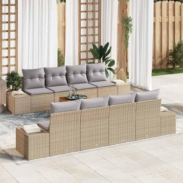 vidaXL Tuinbank Set met opslag 9 pcs Beige en Lichtgrijs, Verzenden