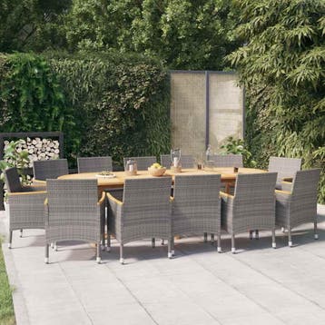 vidaXL 13-delige Tuinset met kussens grijs, Verzenden, Nieuw, Tuinset
