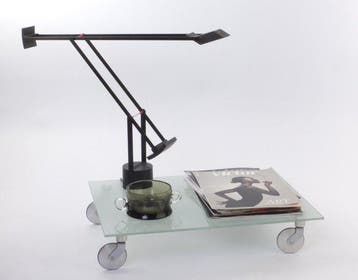 D-Tec - Bijzettafel - Tafel met wielen - Glas, Aluminium -