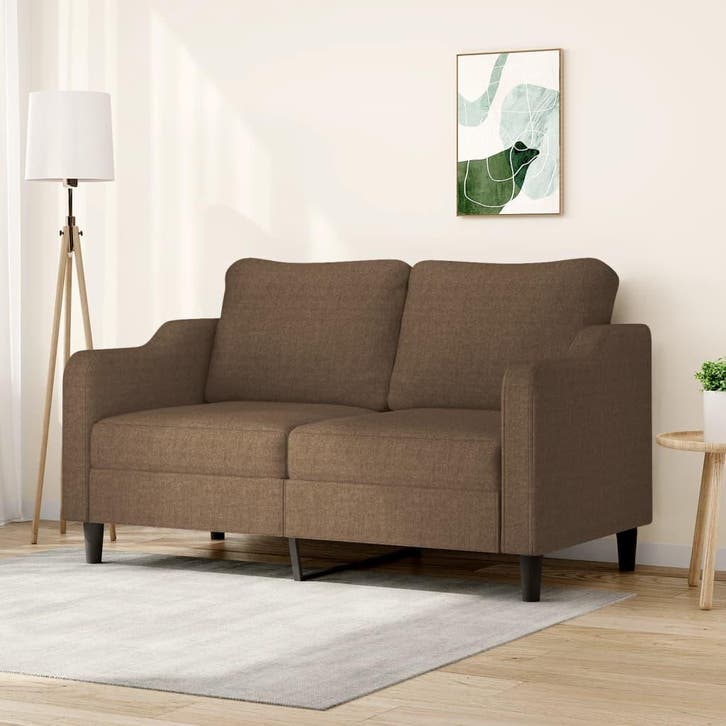 vidaXL Tweezitsbank / zetel 140 cm stof bruin, Huis en Inrichting, Zetels | Zetels, Nieuw, Verzenden