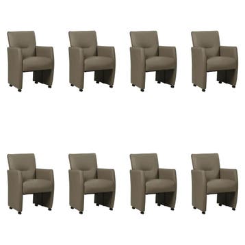 Set van 8 Leren eetkamerstoelen Pleasure - Toledo Smog, Ophalen of Verzenden