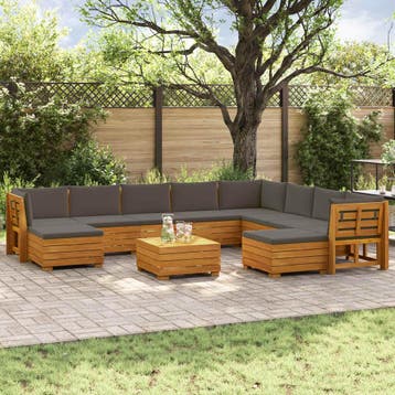 vidaXL 11 st Buiten bank set Massief Acacia Hout Bruin, Verzenden, Nieuw