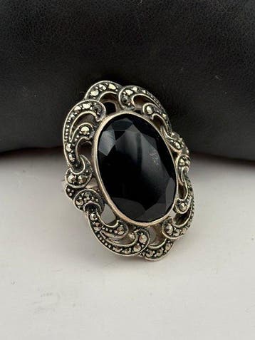 Sans prix de réserve - Bague Argent - Onyx en Markasiet, Nieuw