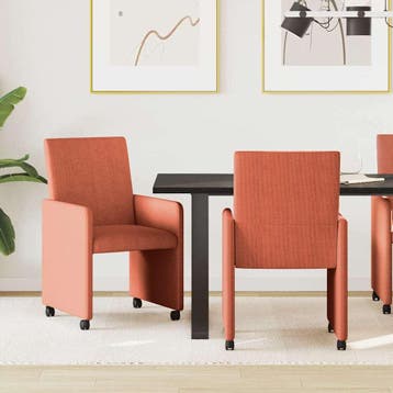 vidaXL Eetkamerstoelen met wielen 2 st Katoenen stof Rood, Huis en Inrichting, Stoelen, Verzenden, Nieuw
