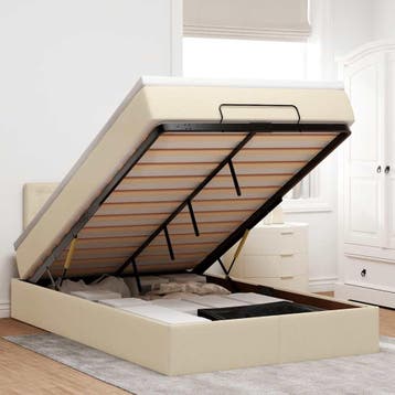 vidaXL Bed poef met matras en LEDs 120x190 cm stof, Verzenden
