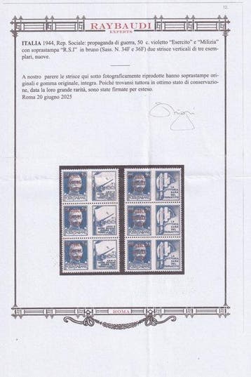 République sociale italienne 1944 - PDG RSI supérieur Brune, Gestempeld