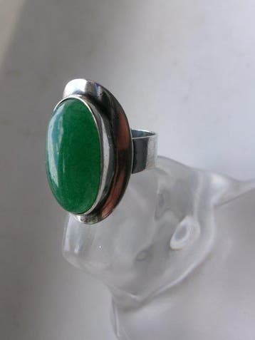 Argent, Jade - Bague - Art déco