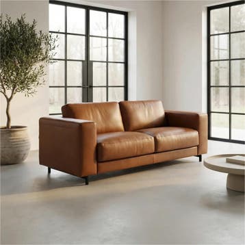 Leren bank Clear - 3 zits, Bohemian, Eigentijds, Modern, Retro, Vintage, Nieuw, Ophalen of Verzenden, 200 tot 250 cm