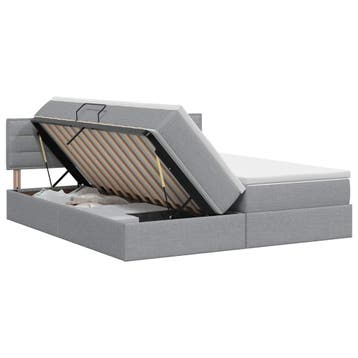 vidaXL Opbergbed met matras Lichtgrijs 140 x 190 cm Bewerkt, Verzenden, Nieuw