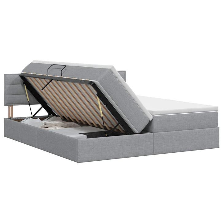 vidaXL Opbergbed met matras Lichtgrijs 140 x 190 cm Bewerkt, Huis en Inrichting, Slaapkamer | Bedden, Nieuw, Verzenden