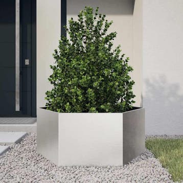 vidaXL Plantenbak zeshoek 104x90x45 cm roestvrijstaal, Verzenden, Nieuw