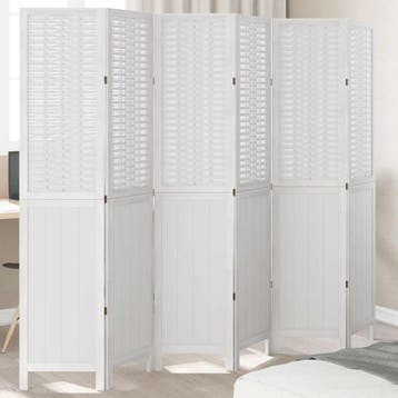 vidaXL Kamerscherm met 6 panelen massief paulowniahout wit, Verzenden, Nieuw