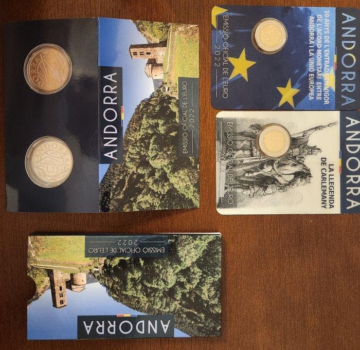 Andorre. 2 Euro / Coincard 2022 (3 items) (Sans prix de, Postzegels en Munten, Munten | Europa | Niet-Euromunten