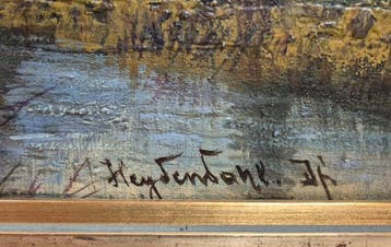 Joseph F. Heydendahl (1844-1906) - Landschaft mit Gehöft und, Antiek en Kunst, Kunst | Schilderijen | Klassiek