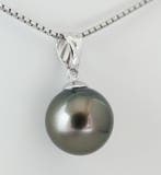 Zonder minimumprijs - Hanger - 18 karaat Witgoud Parel -