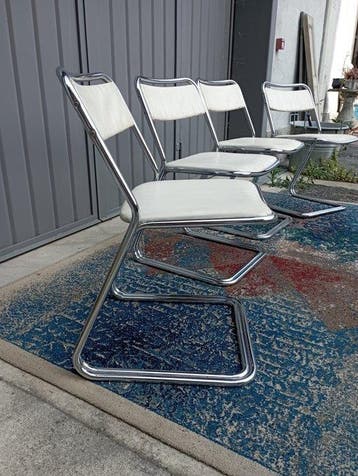Chaise - Acier inoxydable, Cuir synthétique - Ensemble de
