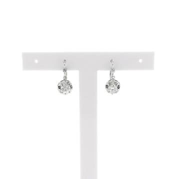 Witgouden oorhangers met diamant; 1,00 ct. (Oorbellen), Handtassen en Accessoires, Oorbellen, Gebruikt, Ophalen of Verzenden, Met edelsteen
