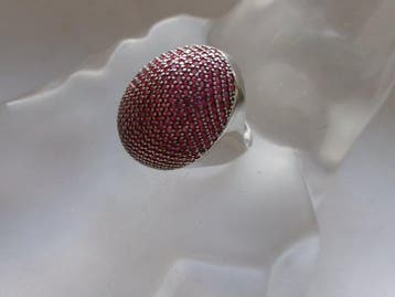 Argent, Rubis - Bague - Style Art déco