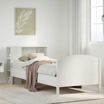 vidaXL Bed met boekenkast zonder matras grenenhout wit, Huis en Inrichting, Verzenden, Nieuw