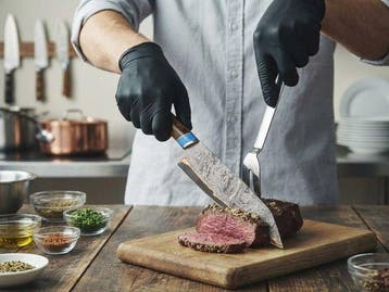 Keukenmes - Chefs knife - Staal, Koper, Hout, Leder -