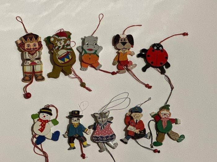 Themacollectie - Houten Speelgoed /Trekpoppetjes., Antiek en Kunst, Antiek | Speelgoed