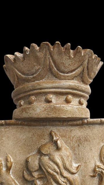 sculptuur, Stemma Leone Rampante - 33 cm - marmerpoeder