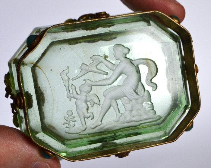 Schaal (3) - Glas, Messing, Steen, Antiquités & Art, Antiquités | Verre & Cristal