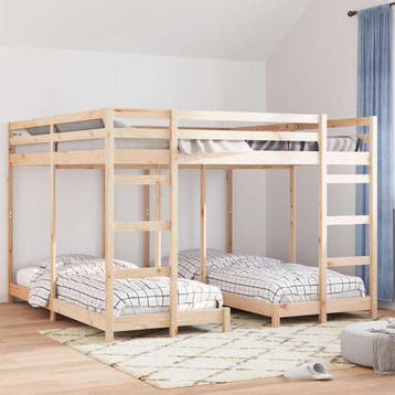vidaXL Drievoudig Stapelbedframe Naturel 80 / 200 x 200 cm, Verzenden