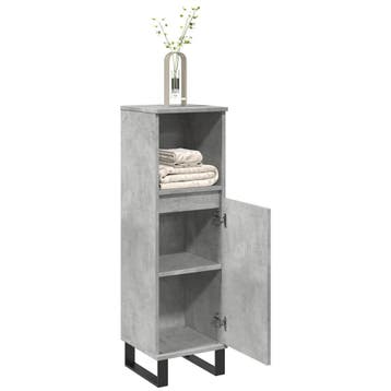vidaXL Badkamerkast 30x30x100 cm bewerkt hout betongrijs, Verzenden