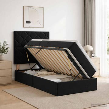 vidaXL Opslag bed met matras met hoofdeinde Zwart 90 x 200, Huis en Inrichting, Verzenden, Nieuw