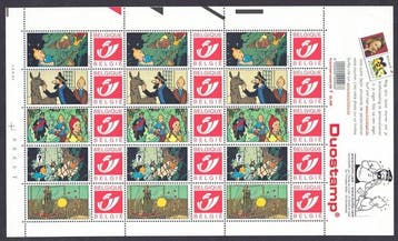 België 2001 - De 5 volledige vellen  Kuifje  - als