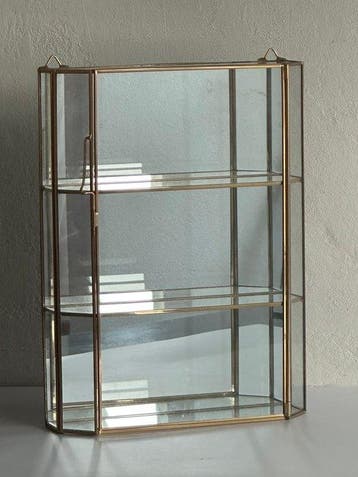 Hollywood Regency Stijl - Vitrinekast - Glas, Messing,