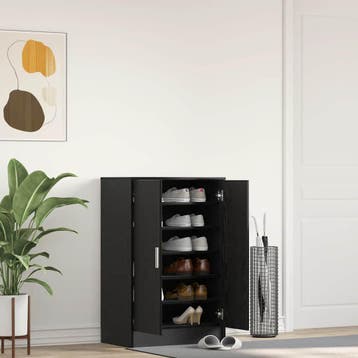vidaXL Schoenenkast 60x35x92 cm spaanplaat zwart, Verzenden, Nieuw