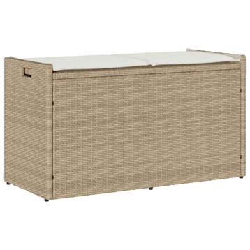 vidaXL Opbergbank met kussen voor buiten 100 cm poly rattan, Verzenden