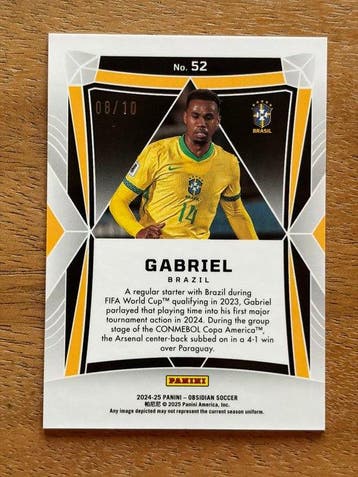 2024/25 Panini Obsidian Gabriel /10 52 Parallel card,, Verzamelen, Nieuw