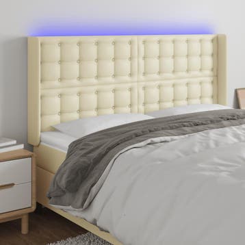 vidaXL Hoofdbord LED 147x16x118/128 cm kunstleer, Verzenden