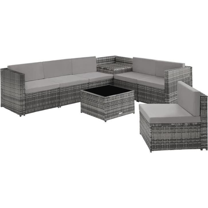 tectake Wicker loungeset Verona - grijs, Tuin en Terras, Tuinsets en Loungesets, Verzenden