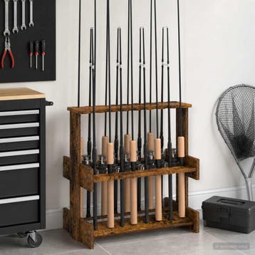 vidaXL Hengelhouder Bewerkt hout 60 x 35 x 60 cm Gerookt, Verzenden, Nieuw