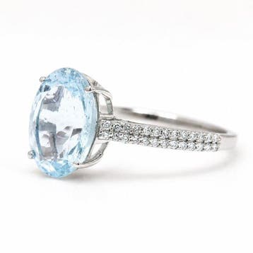Zonder minimumprijs - Ring Platina - 2.87ct. tw. Aquamarijn, Handtassen en Accessoires, Nieuw