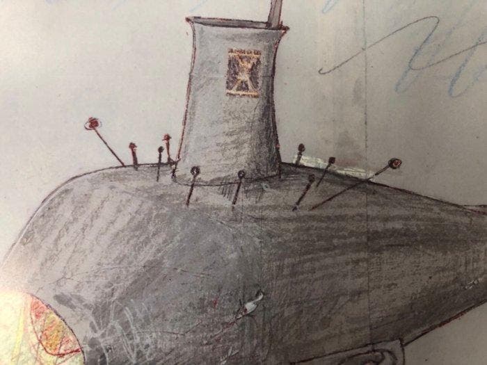 Panamarenko - Duikboot Tahama - Jaren 1990, Antiek en Kunst, Kunst | Tekeningen en Fotografie