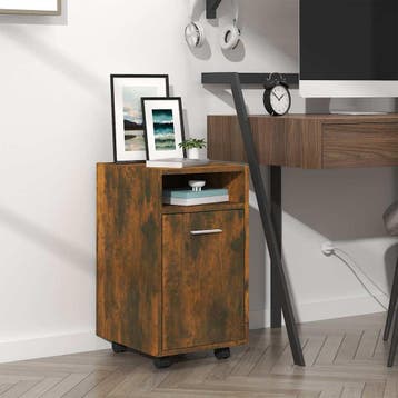 vidaXL Bijzetkast met wielen 33x38x60 cm bewerkt hout, Verzenden