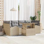 vidaXL Tuinbank Set met kussen met opslag 7 pcs Beige Poly, Verzenden, Nieuw