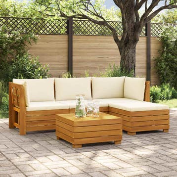 vidaXL 5 st Buiten bank set Massief Acacia Hout Bruin, Verzenden, Nieuw