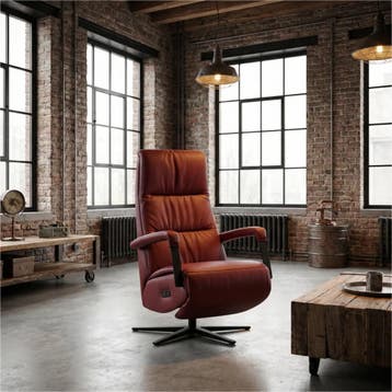 Leren relaxfauteuil met hartbalans Core - Massif Rubino, Huis en Inrichting, Bohemian, Industrieel, Modern, Scandinavisch, Nieuw