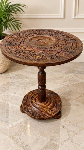 WoodLand - Antique Hand Carved Rosewood Folding Pedestal