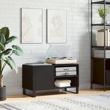 vidaXL Platenkast 85x38x48 cm bewerkt hout zwart, Huis en Inrichting, Woonaccessoires | Cd- en Dvd-rekken, Verzenden, Nieuw