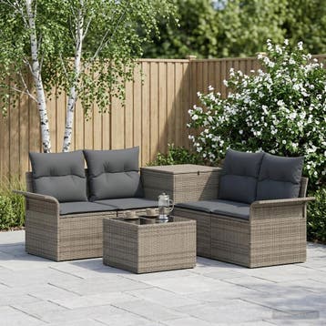 vidaXL Bankstel 6 st 4-Aantal zitplaatsen Grijs en, Tuin en Terras, Verzenden, Nieuw