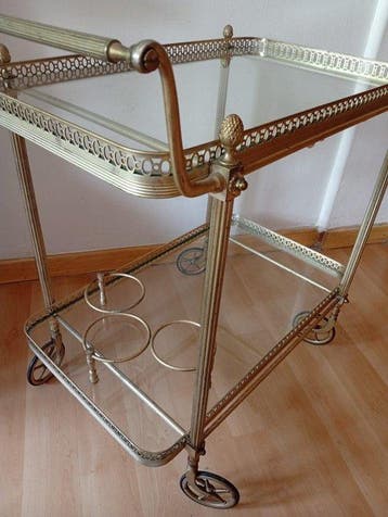 Serveerwagen - Messing, Glas - Elegante barwagen
